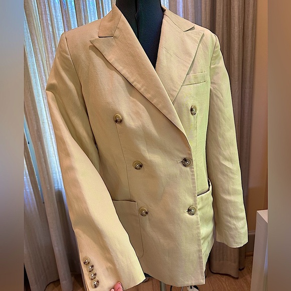 Lauren Ralph Lauren Women's Yellow Cream Double-Breasted Blazer - Picture 5 of 13
